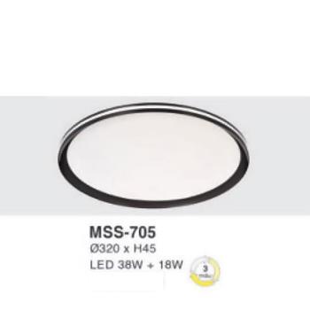 Đèn mâm led tròn siêu sáng 38W+18W - Ø320*H45 - 3 chế độ màu MSS-705