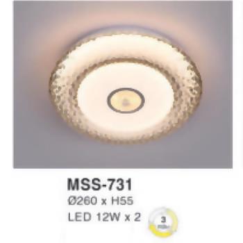 Đèn mâm led tròn siêu sáng 12W*2 - Ø260*H55 - 3 chế độ màu MSS-731