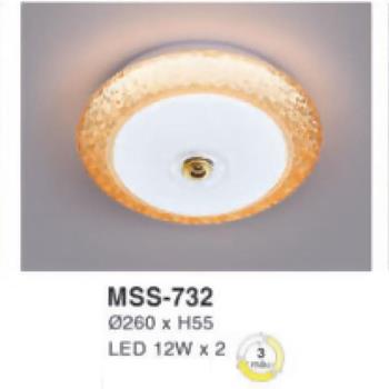 Đèn mâm led tròn siêu sáng 12W*2 - Ø260*H55 - 3 chế độ màu MSS-732