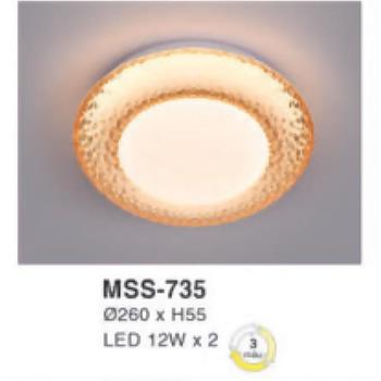 Đèn mâm led tròn siêu sáng 12W*2 - Ø260*H55 - 3 chế độ màu MSS-735
