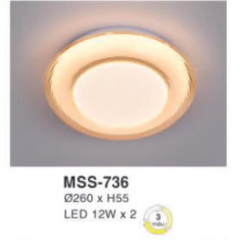 Đèn mâm led tròn siêu sáng 12W*2 - Ø260*H55 - 3 chế độ màu MSS-736