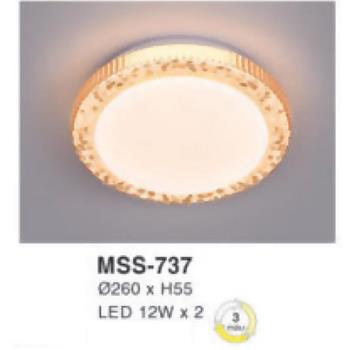 Đèn mâm led tròn siêu sáng 12W*2 - Ø260*H55 - 3 chế độ màu MSS-737