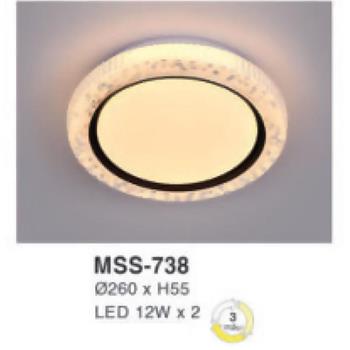Đèn mâm led tròn siêu sáng 12W*2 - Ø260*H55 - 3 chế độ màu MSS-738