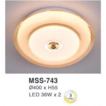 Đèn mâm led tròn siêu sáng 36W*2 - Ø400*H55 - 3 chế độ màu MSS-743