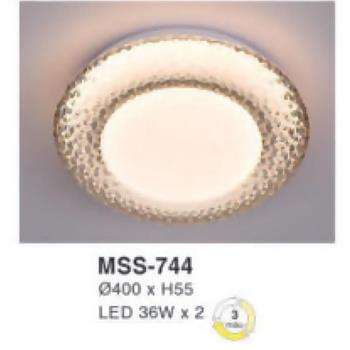 Đèn mâm led tròn siêu sáng 36W*2 - Ø400*H55 - 3 chế độ màu MSS-744