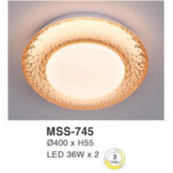 Đèn mâm led tròn siêu sáng 36W*2 - Ø400*H55 - 3 chế độ màu MSS-745