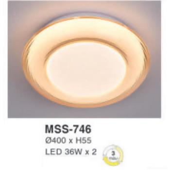 Đèn mâm led tròn siêu sáng 36W*2 - Ø400*H55 - 3 chế độ màu MSS-746