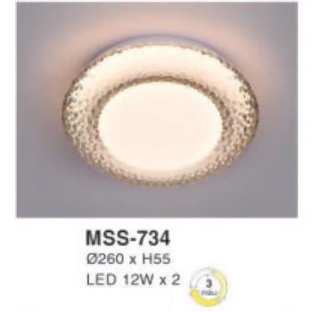 Đèn mâm led tròn siêu sáng 12W*2 - Ø260*H55 - 3 chế độ màu MSS-734