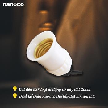 Đui đèn E27 loại di động có dây dài 20cm NAE2720....