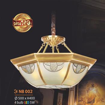 Đèn thả bàn ăn đồng cổ điển Ø500*H400, 4 bulb LED 5W NB 002