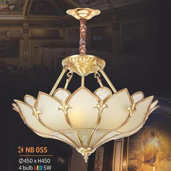 Đèn thả bàn ăn đồng cổ điển Ø450*H450, 4 bulb LED 5W NB 055