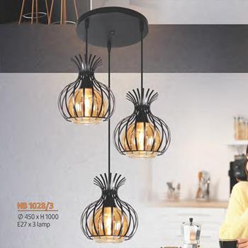 Đèn treo quán kiểu sang trọng Ø450*H1000, E27*3 Lamp NB 1028/3