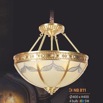 Đèn thả bàn ăn đồng cổ điển Ø400*H400, 4 bulb LED 5W NB 811