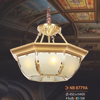 Đèn thả bàn ăn đồng cổ điển Ø450*H400, 4 bulb LED 5W NB 8779A