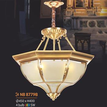 Đèn thả bàn ăn đồng cổ điển Ø450*H400, 4 bulb LED 5W NB 8779B