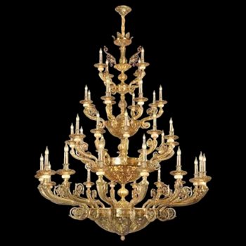 Đèn chùm nến đồng Netviet Ø1500 x H1900 + 1000, E14 x 40 lamp NC 1025/40 (16+12+8+4)