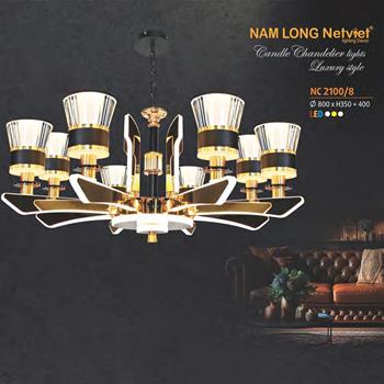 Đèn chùm nến cao cấp Ø800*H350+400 - LED 3 CĐ NC 2100/8