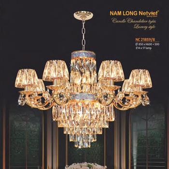 Đèn chùm pha lê nến phong cách trang trọng Ø850*H600+500 - E14*17 Lamp NC 21859/8