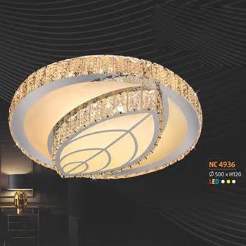 Đèn ốp trần Pha Lê kiểu sang trọng Ø500*H120, Led 3 CĐ NC 4936