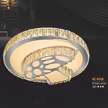 Đèn ốp trần Pha Lê kiểu sang trọng Ø500*H120, Led 3 CĐ NC 4938