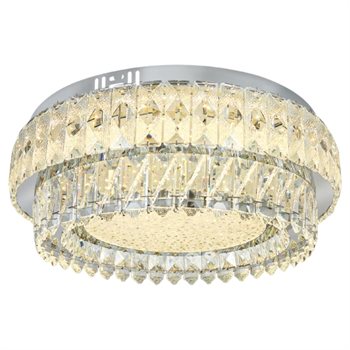 Đèn mâm tròn pha lê Ø500 x H170, 3 màu ánh sáng NC 6018