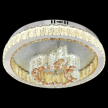 Đèn mâm tròn pha lê Ø500 x H120, 3 màu ánh sáng NC 6045