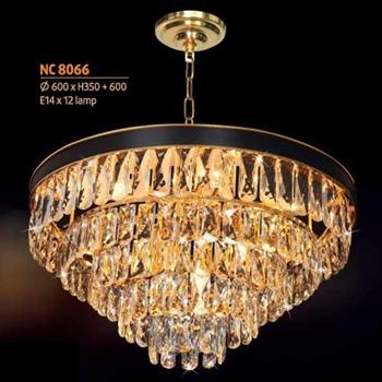 Đèn chùm pha lê Netviet Ø600 x H350 + 600, E14 x 12 lamp NC 8066
