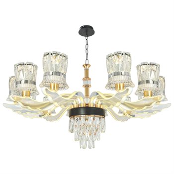 Đèn chùm chao mica Ø850*H500+500 Led 160W 3 màu W12Kg NC 8113/8+4 LED