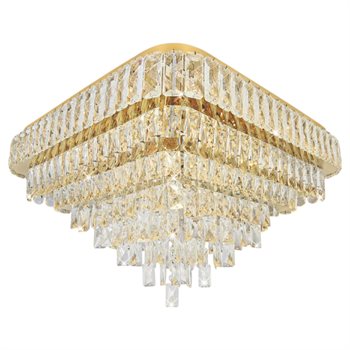 Đèn mâm vuông pha lê Ø600 x H350, 3 màu ánh sáng NC 820A