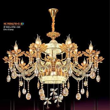 Đèn chùm pha lê Netviet Ø1000 x H750 + 500, E14 x 15 lamp NC 9006/10+5 LED