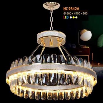 Đèn chùm pha lê Netviet Ø750 x H700 + 500, Led 3 màu ánh sáng NC 9342A