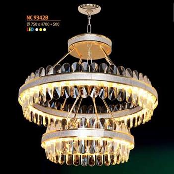 Đèn chùm pha lê Netviet Ø750 x H700 + 500, Led 3 màu ánh sáng NC 9342B