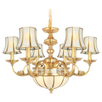 Đèn chùm đồng Netviet Ø800*H500+500, E24*3 lamp, E14*15 lamp W15Kg NC 9532/6