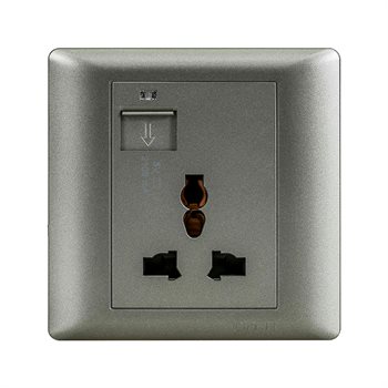 Bộ ổ cắm đơn đa năng kèm USB CHINT NEW7-G13111 Gray Black 13A NEW7-G13111