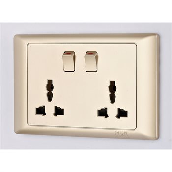 Ổ cắm đa năng đôi CHINT NEW7-G41922 12A 250V có công tắc NEW7-G41922