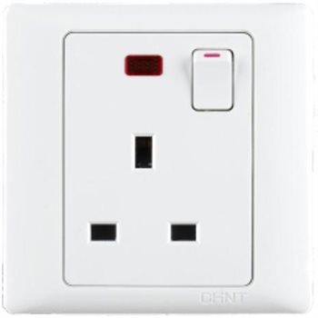 Ổ cắm đơn 3 chấu CHINT NEW7-G42710 có công tắc và đèn báo13A 250V NEW7-G42710