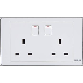 Công tắc đôi 2 cực và ổ cắm 3 chấu CHINT NEW7-G51100 13A 250V NEW7-G51100