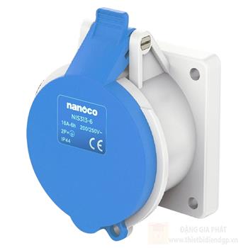 Ổ cắm công nghiệp gắn âm loại không kín nước Nanoco NIS313-6