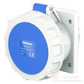Ổ cắm công nghiệp gắn âm loại kín nước dạng thắng Nanoco NIS3132-6