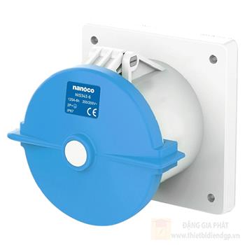 Ổ cắm công nghiệp gắn âm loại kín nước dạng thắng Nanoco NIS343-6