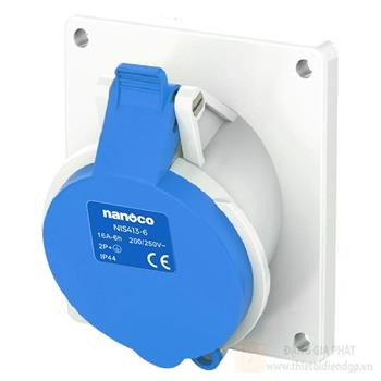 Ổ cắm công nghiệp âm loại không kín nước dạng nghiêng Nanoco NIS413-6