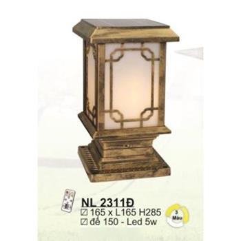 Đèn trụ năng lượng Sano vuông led 5W - Ø165*L165*H285, đế Ø150, có remote NL 2311Đ