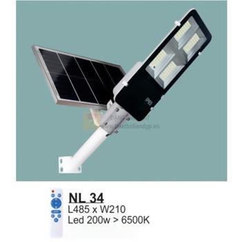 Đèn đường năng lượng Led 200W > 6500K - L485*W210 - có remote NL 34
