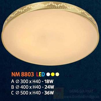 Đèn mâm tròn mica led 24W, Ø400 x H40, 3 màu ánh sáng NM 8803 B LED