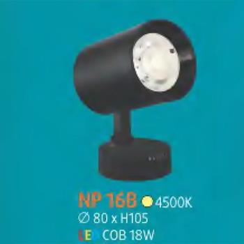 Đèn Led COB chiếu điểm 18W Ø80*H105, ánh sáng vàng - 4500K - Vỏ Đen NP 16B 18W