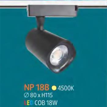 Đèn Led COB chiếu điểm 18W Ø75*H180, ánh sáng vàng - 4500K - VỎ ĐEN NP 18B 18W