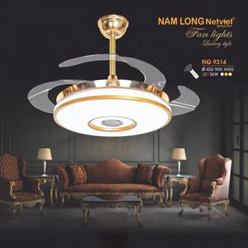 Quạt trần đèn Nam Long NetViet NQ 9314 3 màu ánh sáng NQ 9314