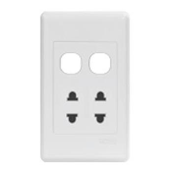 Ổ Cắm Đôi 2 Chấu + 2 Lỗ AS2U2