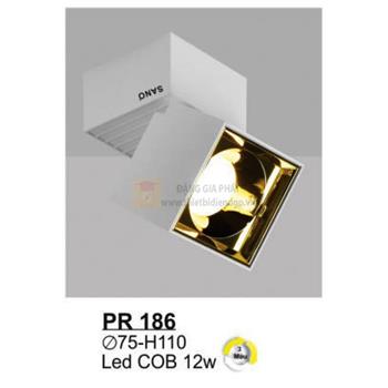 Đèn chiếu điểm gắn trần led COB 12W - Ø75*H110 - 3 màu ánh sáng - vỏ trắng PR 186