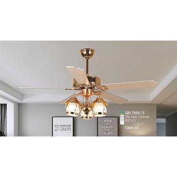 Quạt trần đèn Sano 5 cánh gỗ QĐ 7926/5 - E27*3 QĐ 7926/5